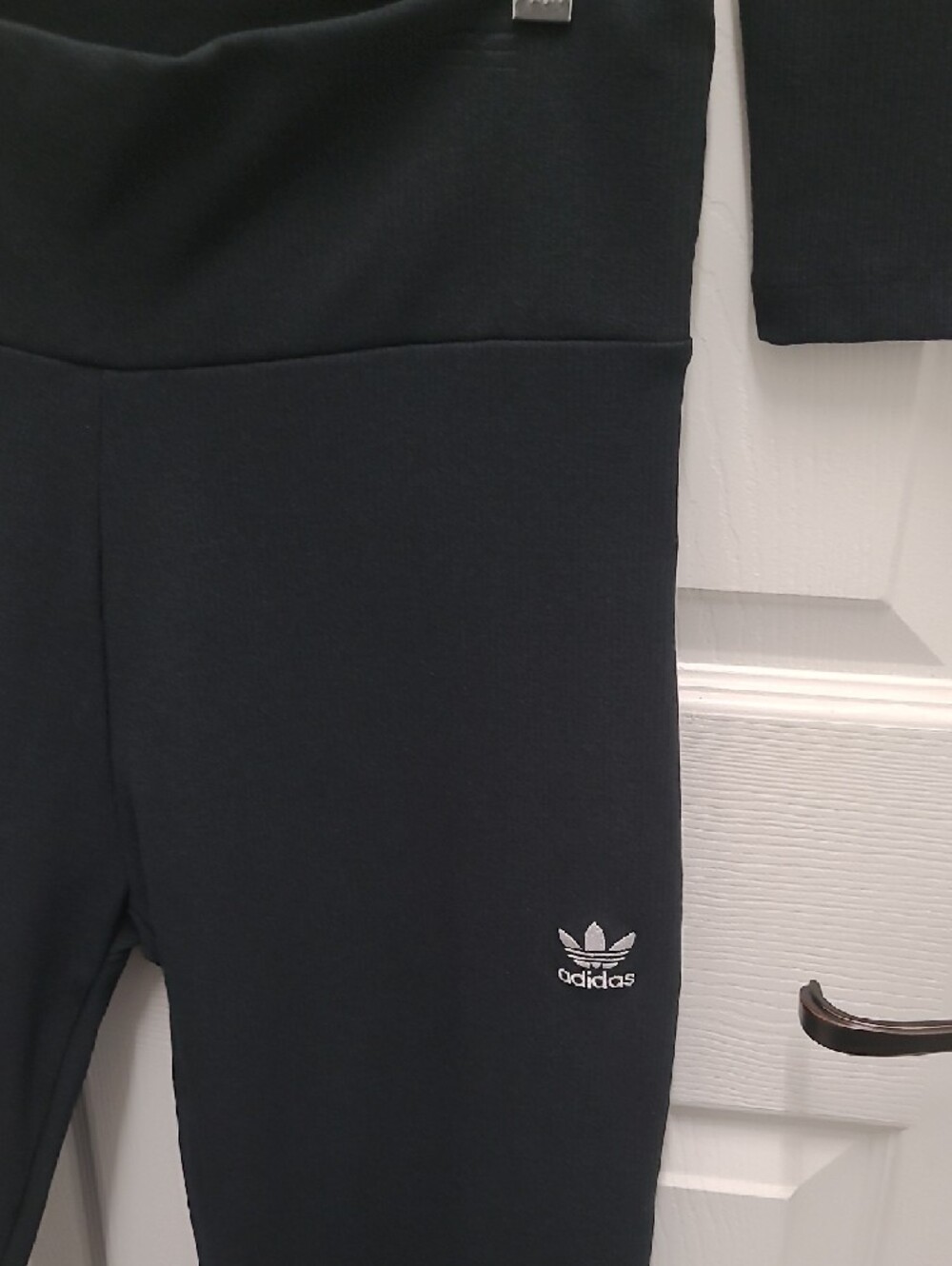 adidas Black Long Sleeve Crop Top & Black Flare Leggings Set - Picture 5 of 8